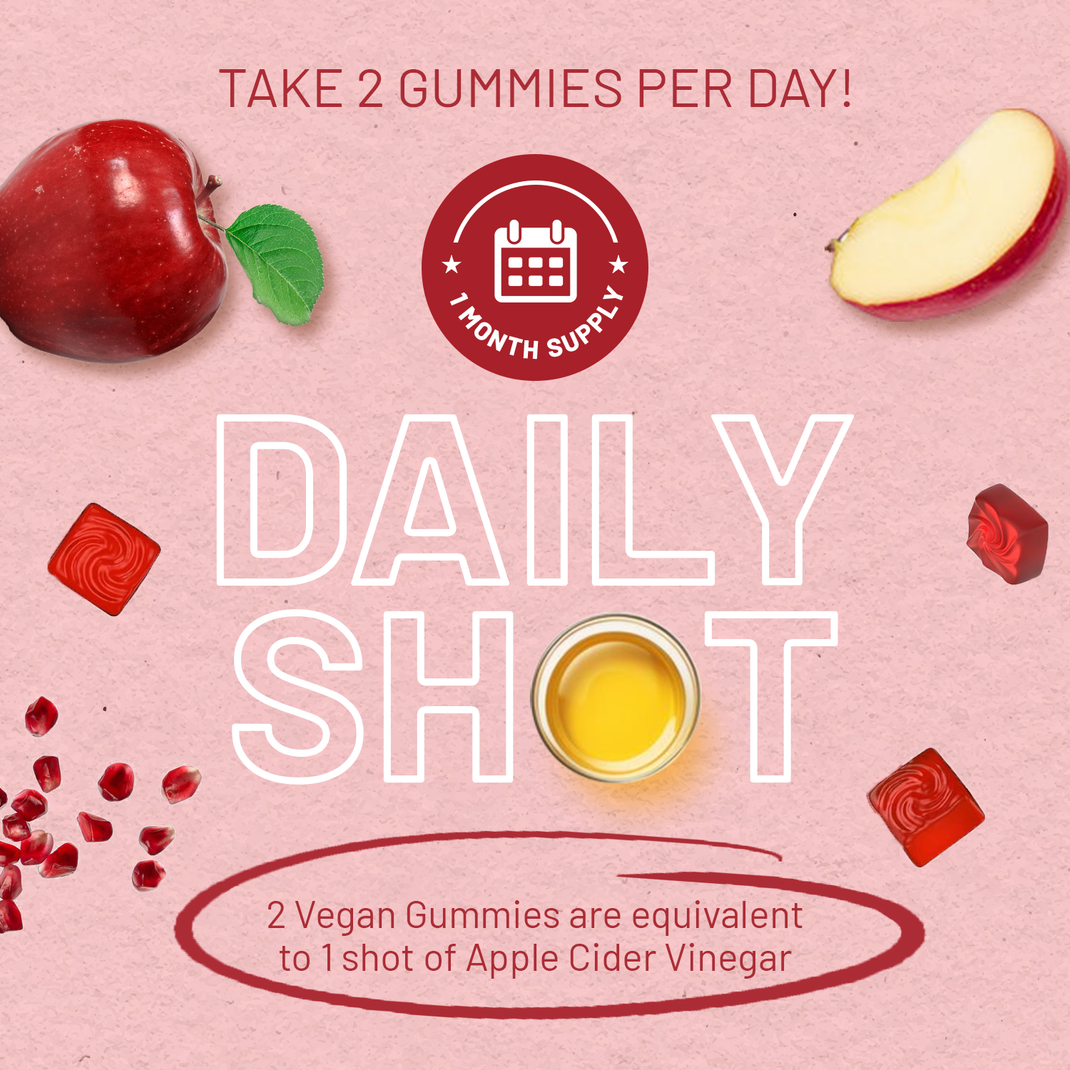 Apple Cider Vinegar Gummies daily shot 2 gummies per day supplement UK