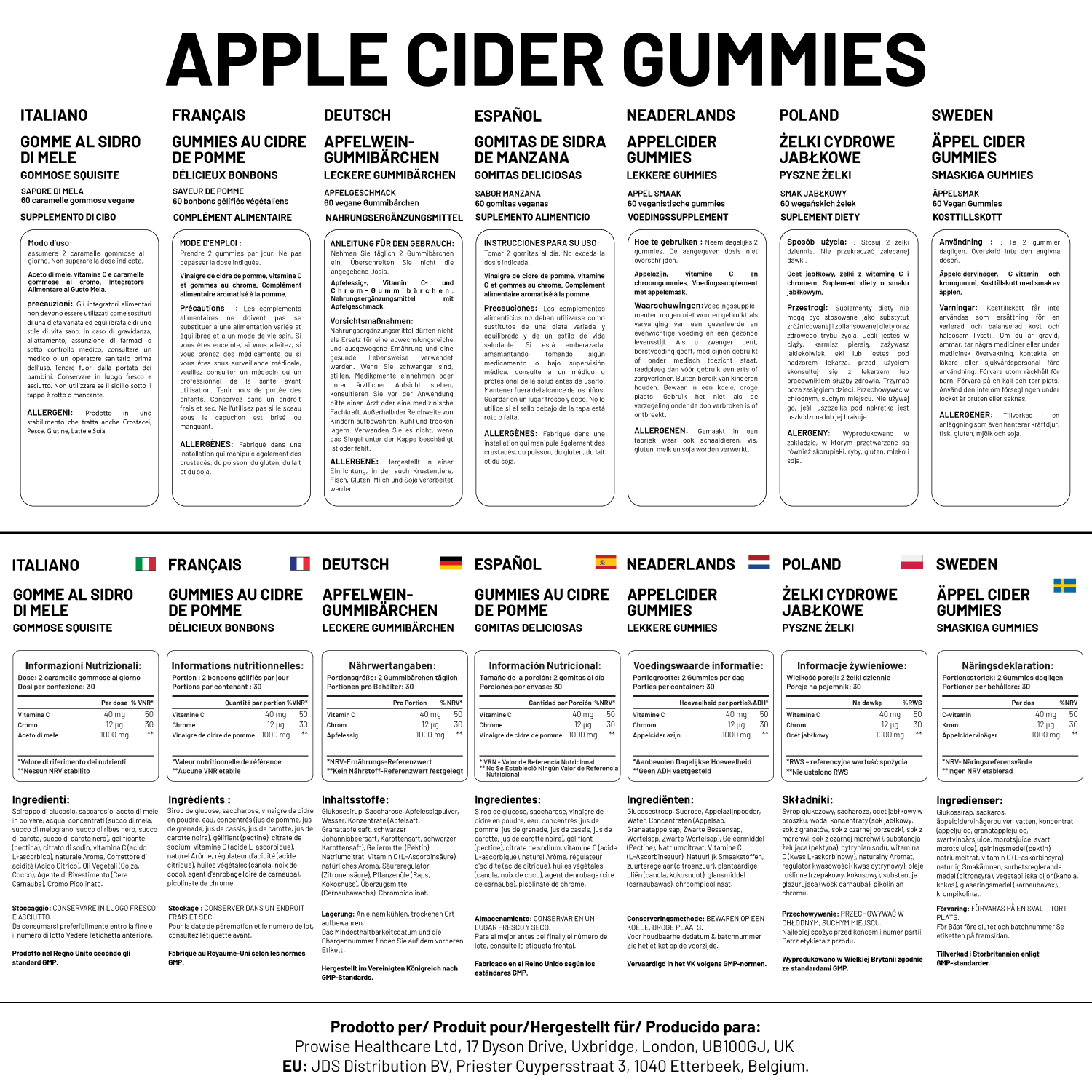 Vegan Apple Cider Vinegar Gummies | Apple Flavour | High Strength 1000mg with Vitamin C, Chromium and Pomegranate - Image 7