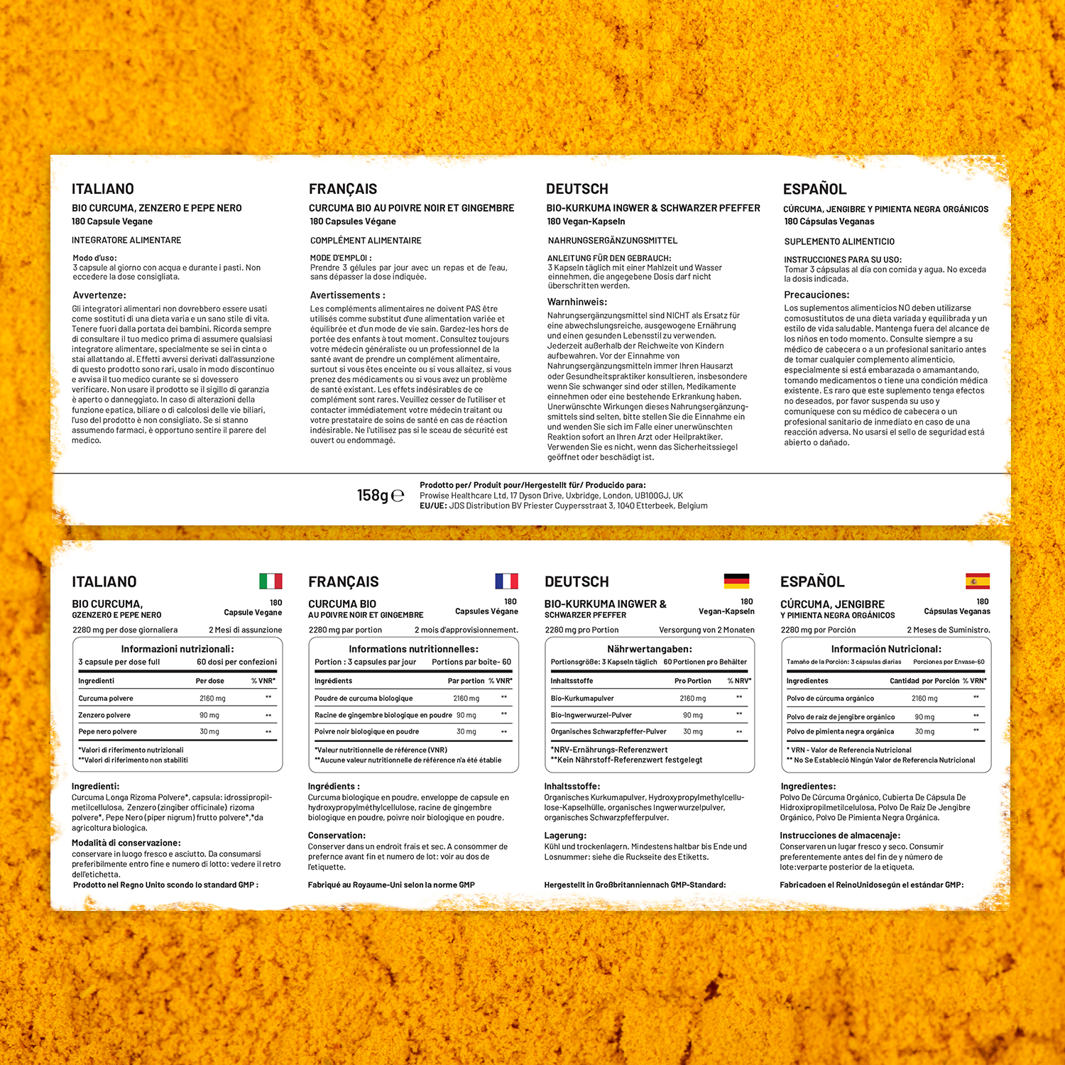 Organic Turmeric 2280mg (High Strength) with Black Pepper & Ginger - 180 Vegan Turmeric Capsules - Image 3